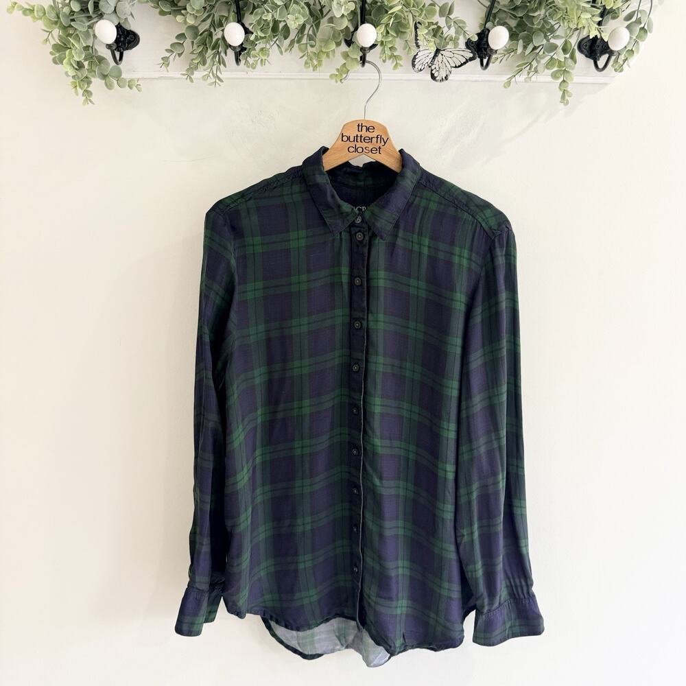 J.Crew Drapey button-up shirt in Black Watch tartan Size L VV4934 HO24 - Picture 3 of 7